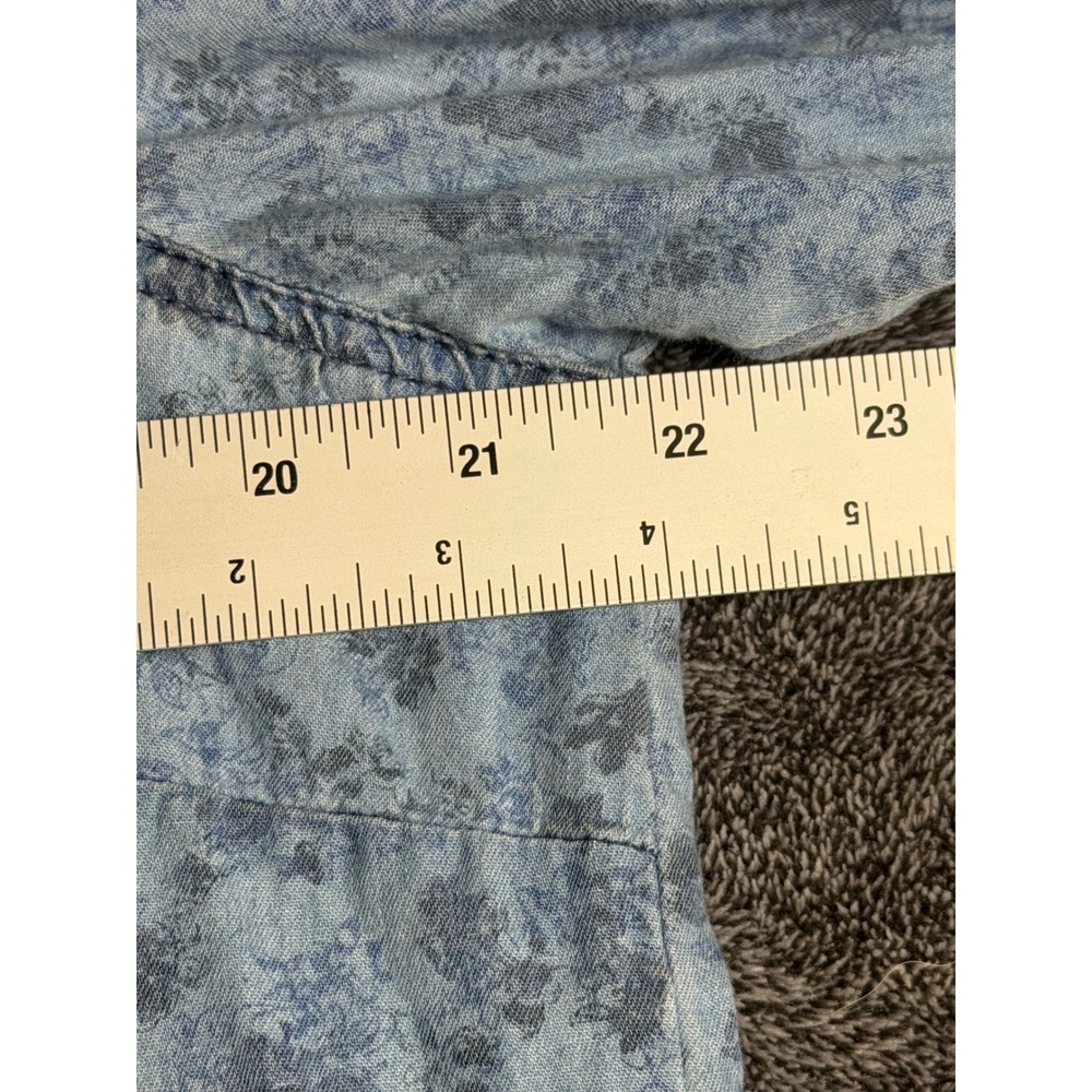 Janina Women Blue Floral Denim Cotton Button Down Shirt Long Sleeve Size 42 - Picture 5 of 6
